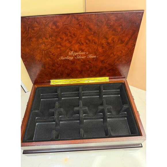 Bigelow Mahogany Tea Chest Handles Storage Organizer - Picture 4 of 9